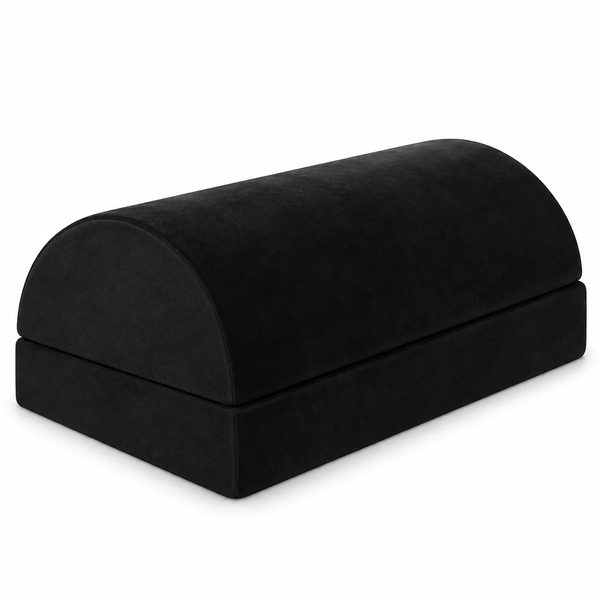 Black two-piece under-desk footrest on a white background
