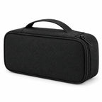 Closed black travel cable organizer bag with carry handle