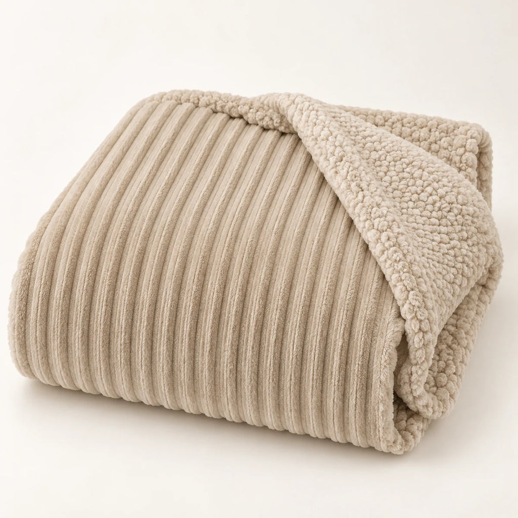 Fleece Throw Blanket clean product view on a warm neutral background