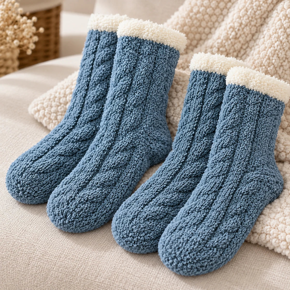 Cozy Fuzzy Sock Set detail view in a coordinated setting