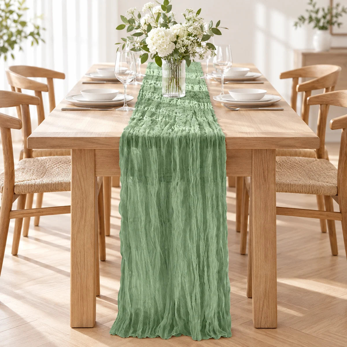 Gauze Table Runner in a styled lifestyle setting