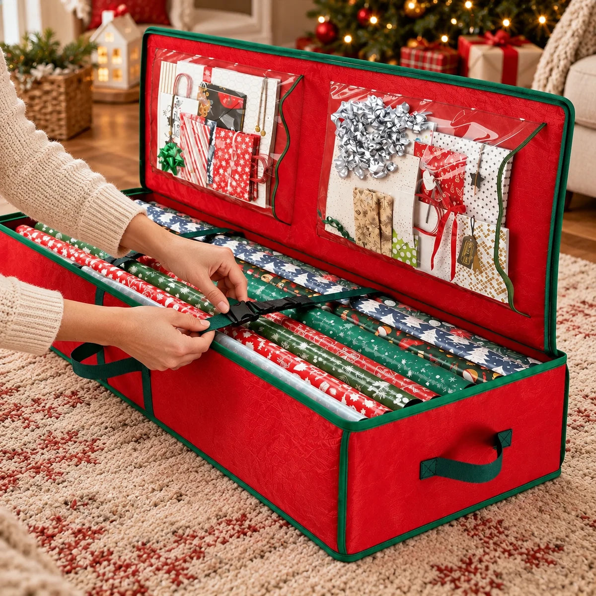 Gift Wrap Storage Organizer detail view in a coordinated setting