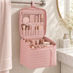 Hanging Makeup Organizer Bag in a styled lifestyle setting