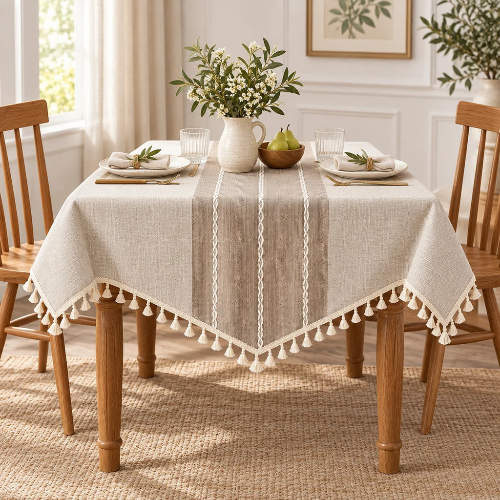 Textured Tablecloth in a styled lifestyle setting