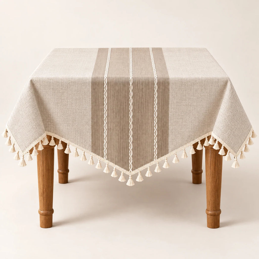 Textured Tablecloth clean product view on a warm neutral background