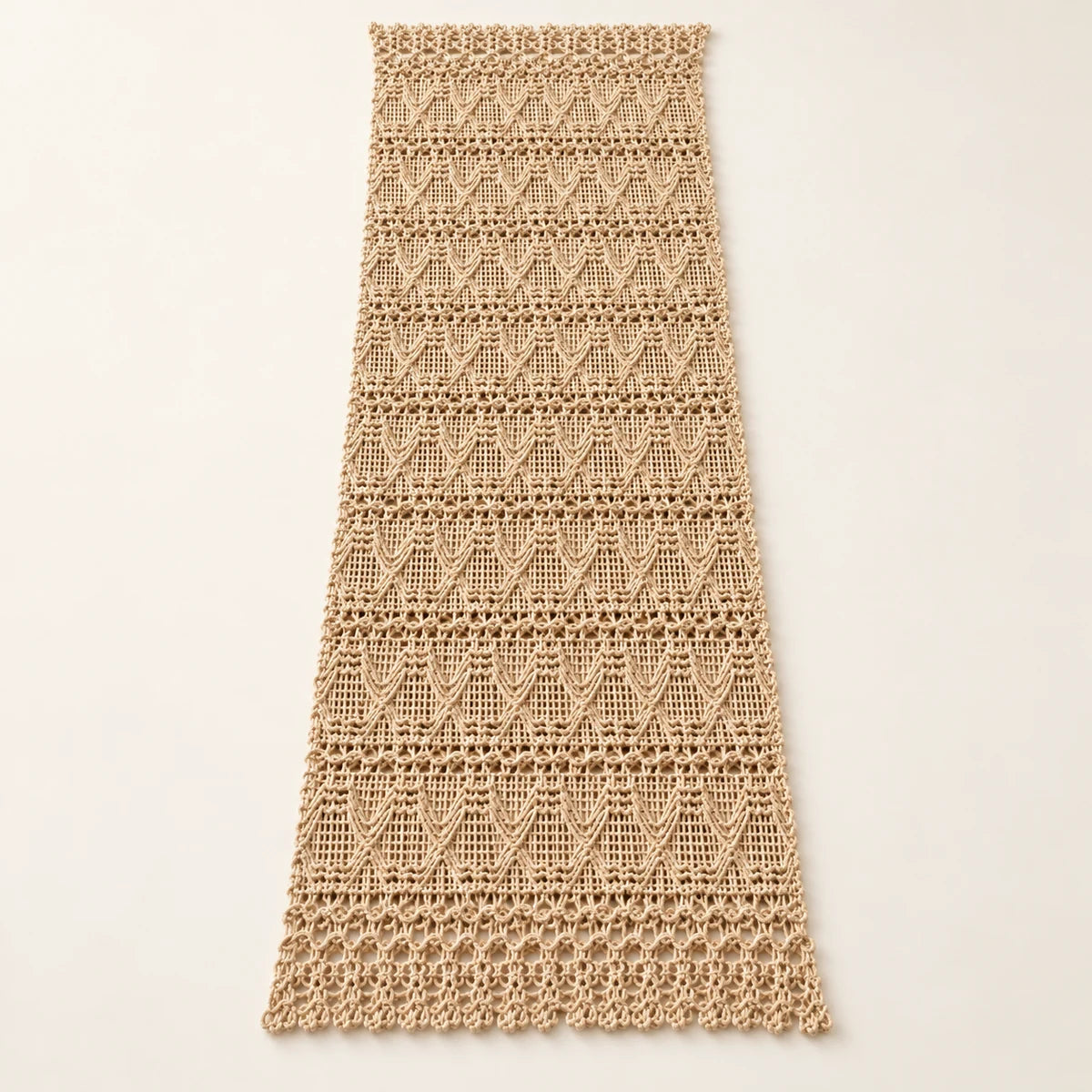 Macramé Table Runner clean product view on a warm neutral background