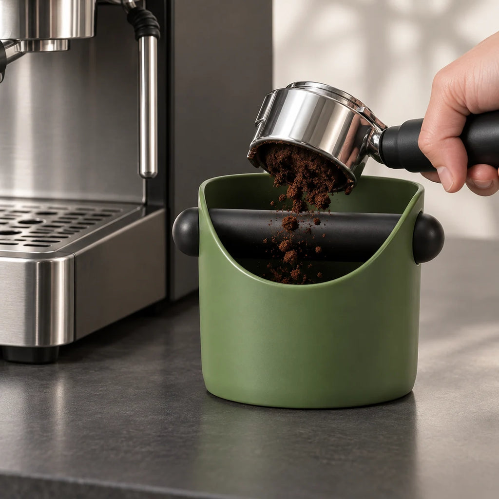 Espresso Knock Box in a styled lifestyle setting