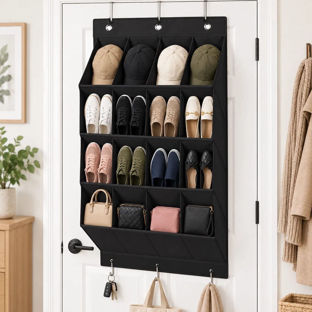 Over-the-Door Shoe Organizer in a styled lifestyle setting