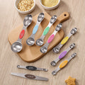 Rainbow magnetic measuring spoon set arranged for kitchen use