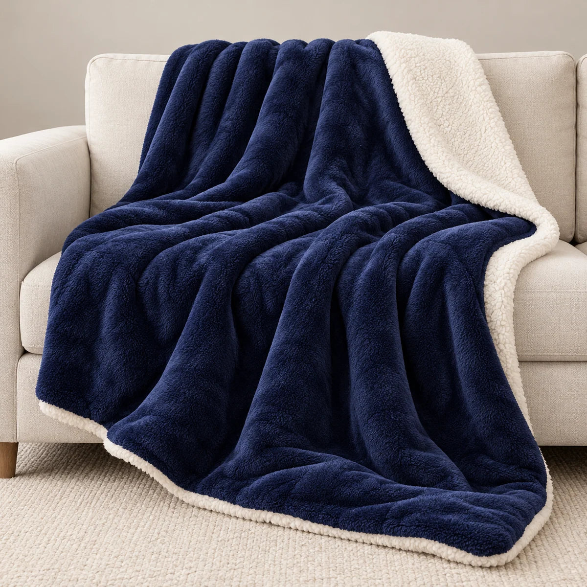 Sherpa-Style Throw Blanket in a styled lifestyle setting
