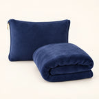Convertible Travel Blanket and Pillow clean product view on a warm neutral background