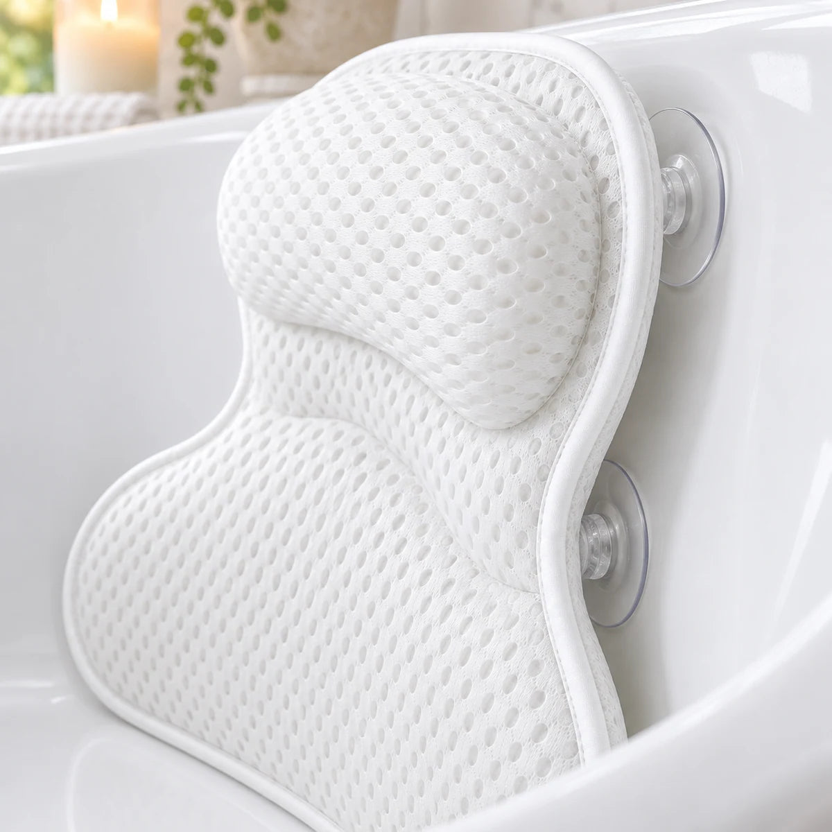 Bath Pillow detail view in a coordinated setting