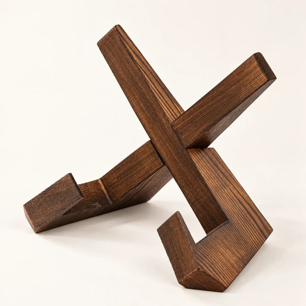 Wooden Cookbook Stand clean product view on a warm neutral background