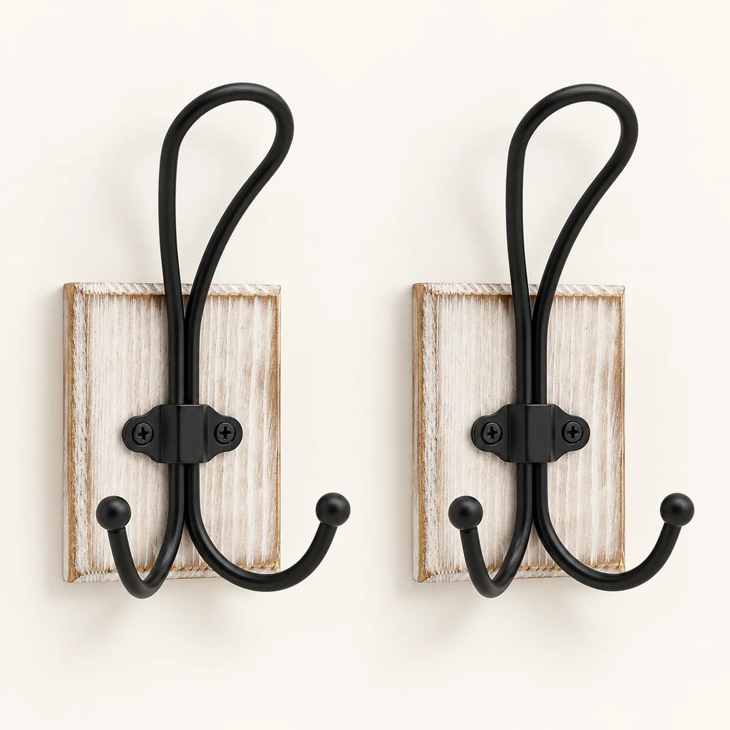Wooden Wall Hook Rack clean product view on a warm neutral background