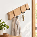 Wall-Mounted Coat Rack with Flip Hooks in a styled lifestyle setting