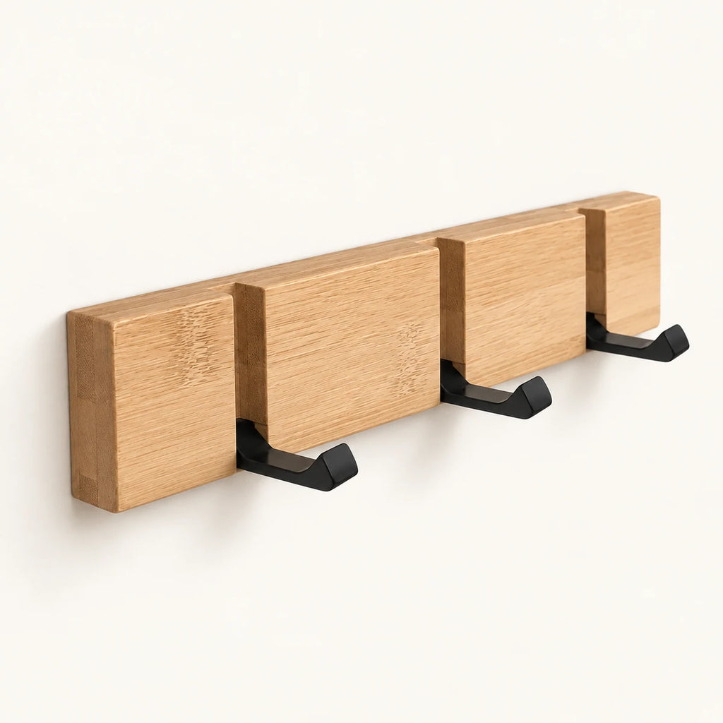 Wall-Mounted Coat Rack with Flip Hooks clean product view on a warm neutral background